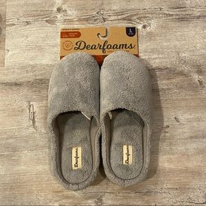 dearfoams slippers new grey dearfoams slippers size large (9-10)